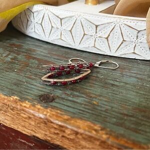 Elegant Red Beaded Hoop Earrings